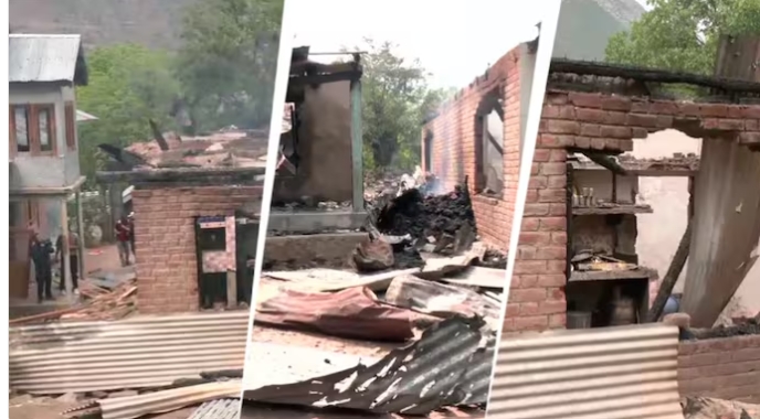 Пошкоджені будинки вздовж району Урі в результаті обстрілу та стрілянини з боку Пакистану